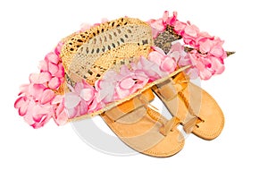 Holiday kit of hat, lei and flip flops