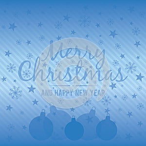 Holiday light blue background with Christmas balls. Vector illus