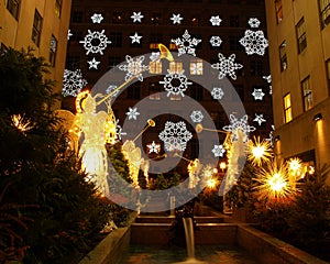 Holiday light display at Rockefeller Center