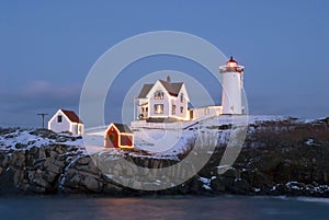 Holiday Lights at Cape Neddeck (Nubble) Lighthouse in Maine