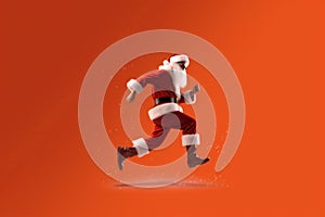 holiday man present gift red christmas run santa claus bag isolated. Generative AI.