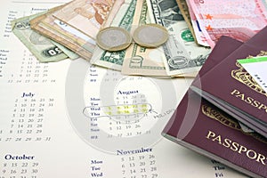 Holiday with Money and passports