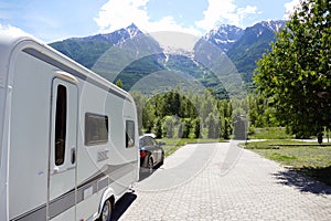 Holiday in the mountains with the caravan photo