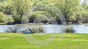 Holiday on the nature in the spring near the lake