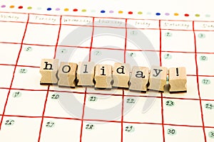 Holiday note date stack on calendar