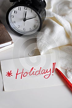 Holiday Note with Pen Put on Table