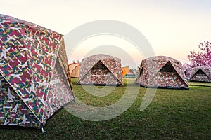 holiday outdoor camping tourist tent camping in mountains, family vacation picnic on holiday relax, overview of camping of