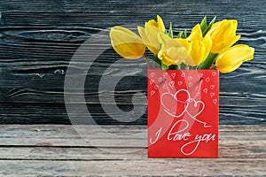 Holiday Postcard with Tulip Flowers