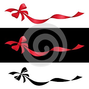 Holiday Red Ribbon with Bow Isolated Vector Illustration in both Red and Black Line Art Versions photo