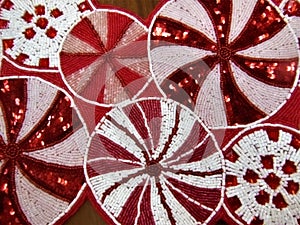 Holiday Red and White Circle Bead Decoration
