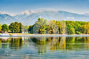 Holiday resort on Liptovska Mara dam near Liptovsky Trnovec