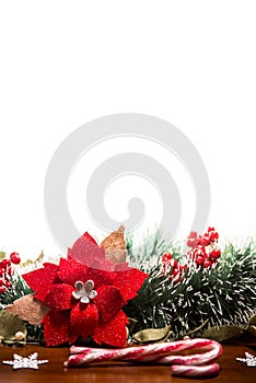 Holiday`s background with Christmas decorations