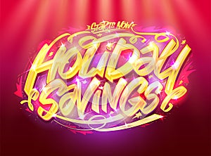 Holiday savings, holiday sale poster or web banner template