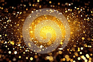 Holiday shiny and sparkle golden background. Sparkle gold dust on a black background the concept of a holiday.