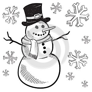 Holiday snowman drawing