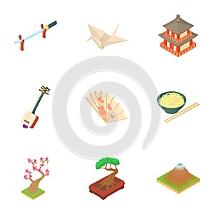 Holiday in South Korea icons set, cartoon style