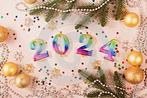 Holiday sparkling background Happy New Year 2024