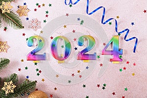 Holiday sparkling background Happy New Year 2024