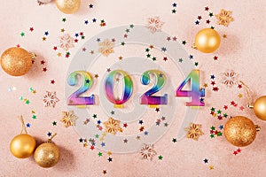 Holiday sparkling background Happy New Year 2024