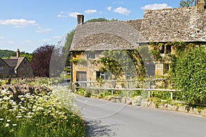 Holiday stone cottages in English countryside village