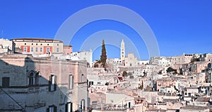 holiday, summer, panorama of historic Matera stone, European Capital of Culture 2019, concept of cultural holidays and tourism in