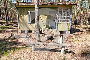 Holiday summer resort Izumrudnoe Emerald in Prypiat, Chernobyl exclusion Zone. Chernobyl Nuclear Power Plant Zone of Alienation in