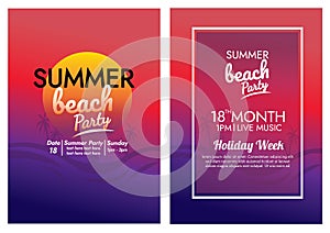 Holiday sunset beach party poster vector