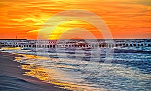 Holiday sunset on the beach