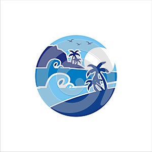 Holiday sunset kano logo tropical beach