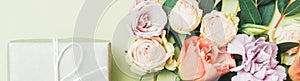 Holiday surprise silver gift box multicolor roses