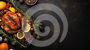 Holiday Table Setting for the festive season, symbolizing a blend of Thanksgiving and Christmas celebrations. The top view