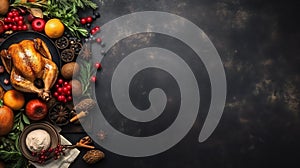 Holiday Table Setting for the festive season, symbolizing a blend of Thanksgiving and Christmas celebrations. The top view