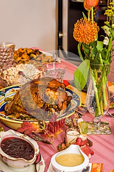 Holiday table for Thanksgiving Day