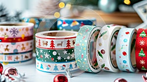 Holiday-Themed Patterned Adhesive Tape for Seasonal Crafts