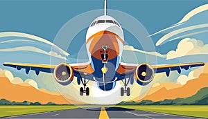 Holiday Travel Series - Colorful Abstract Art Vector Image of Air Transport