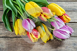 Holiday Tulip Flowers on Wooden Background