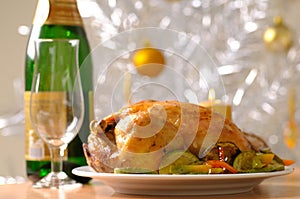 Holiday turkey served with vegetables