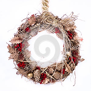 Holiday Twig Wreath with Raffia