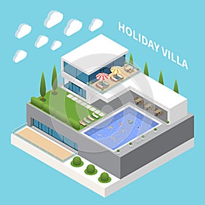 Holiday Villa Isometric Composition