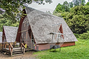 Holiday wooden house in the Puyehue spa in Chilean Patagonia