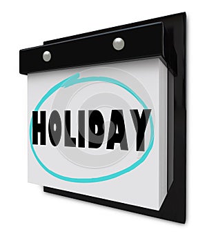 Holiday Word on Wall Calendar