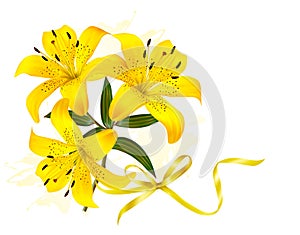 Holiday yellow flowers background.