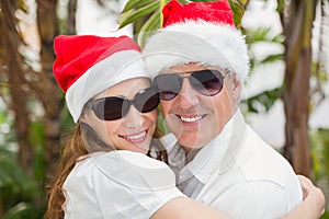 Holidaying couple celebrating christmas