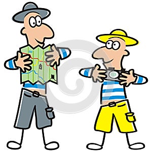 Holidaymakers, big and small man