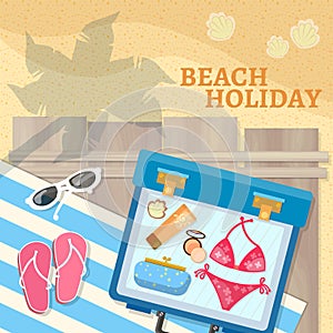 Holidays in beach vector concept
