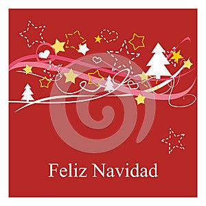 Holidays vector card with espanol wishes: Feliz Navidad photo