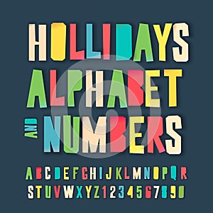Holidays colorful alphabet and numbers