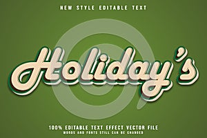 Holidays editable text effect emboss vintage style