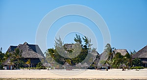 Holidays in Kenya. Coastline with beach on sea shore in Watamu area in Africa