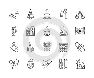 Holidays line icons, signs, vector set, outline illustration concept